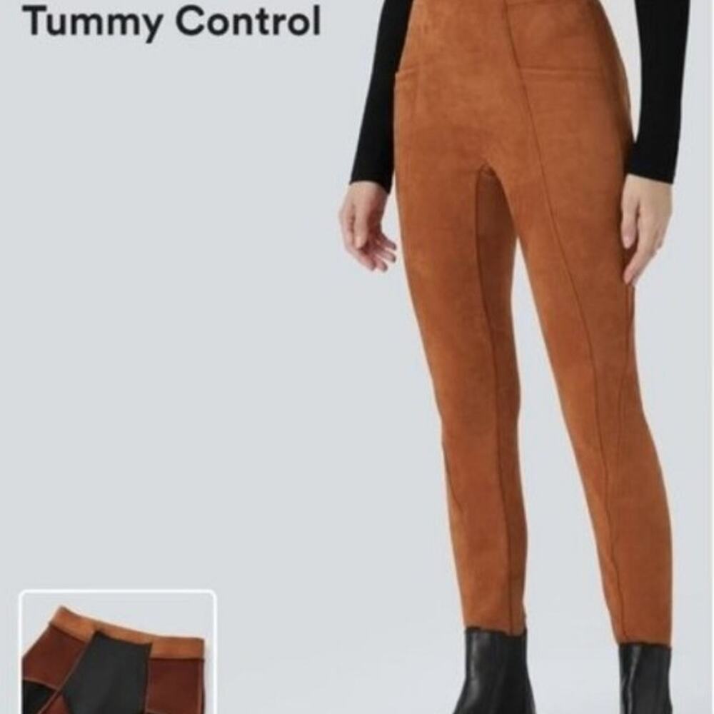 Halara high-waisted, tummy control, side pocket, suede casual leggings 7/8 NWT